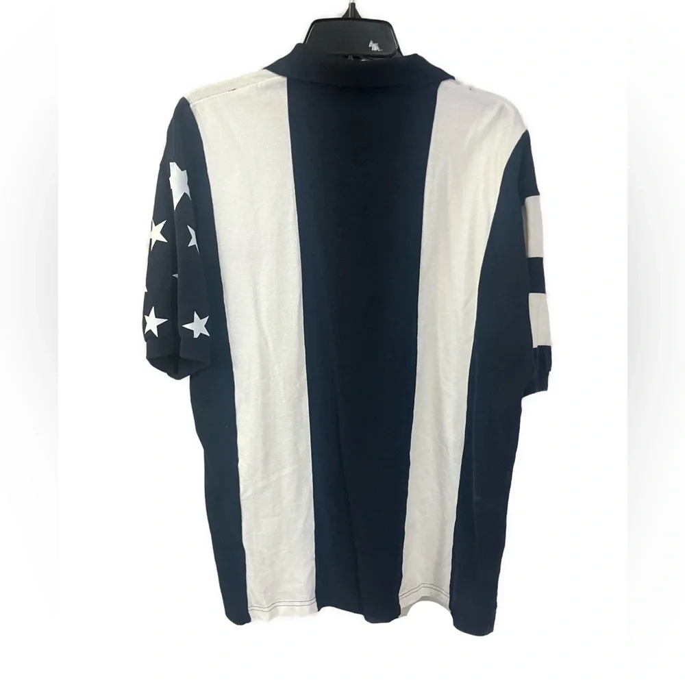 Vintage Men's Patriotic‎ USA Stars and Stripes Knit Polo Shirt- Size Large